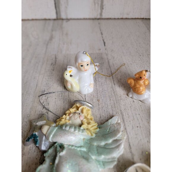 Angel cross goose squirrel religious ornament cherub Xmas set unique vintage - Picture 5 of 11